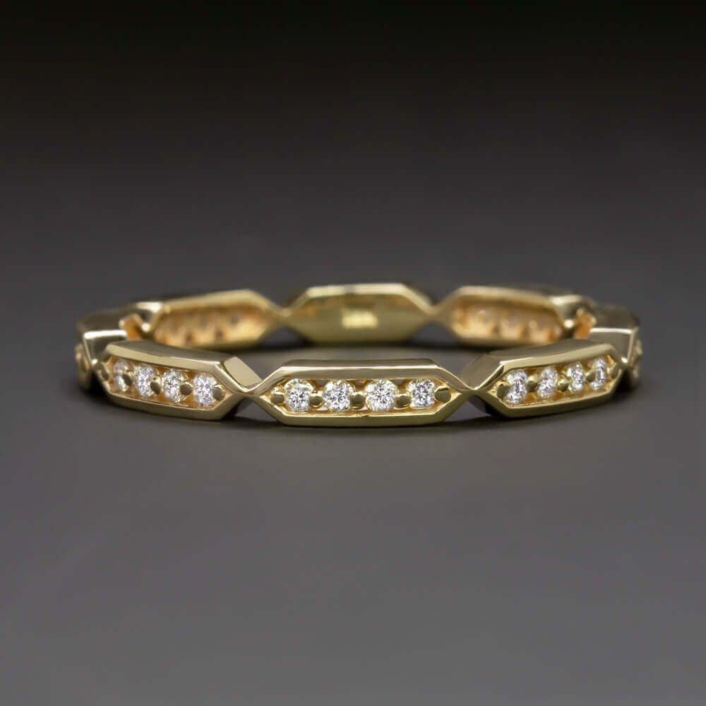 New 14k Yellow Gold 1.56ctw Asscher Cut Diamond Stackable Wedding Band New 14k Yellow Gold 1.56ctw Asscher Cut Diamond Stackable Wedding Band