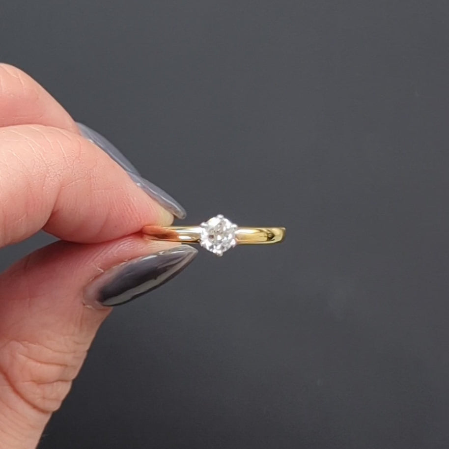 VINTAGE TIFFANY & CO DIAMOND ENGAGEMENT RING OLD EUROPEAN CUT SOLITAIRE 18k GOLD