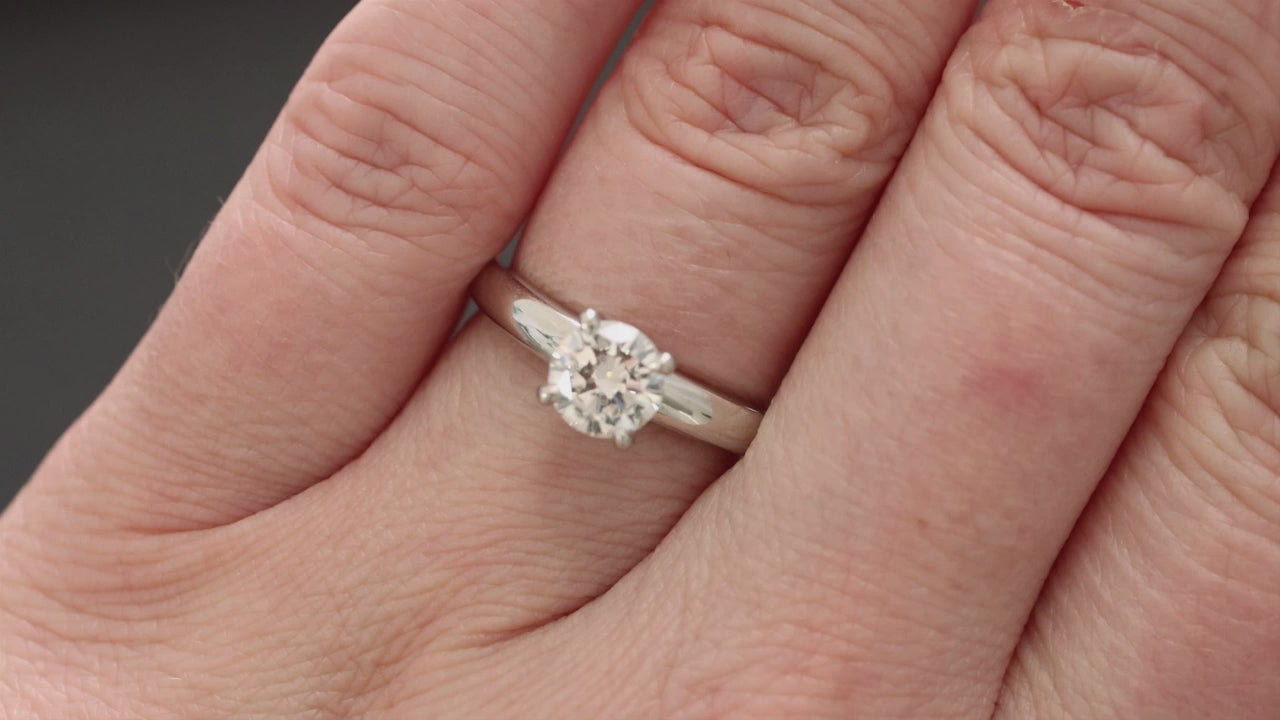 1 CARAT DIAMOND SOLITAIRE ENGAGEMENT RING PLATINUM CERTIFIED ROUND BRILLIANT CUT