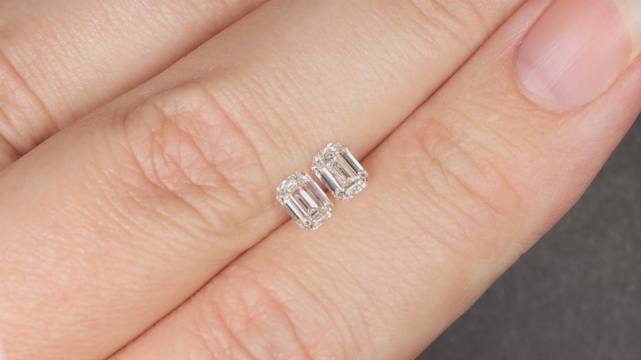 1ct GIA CERTIFIED DIAMOND STUD EARRINGS G-H VS2 EMERALD CUT PAIR LOOSE NATURAL