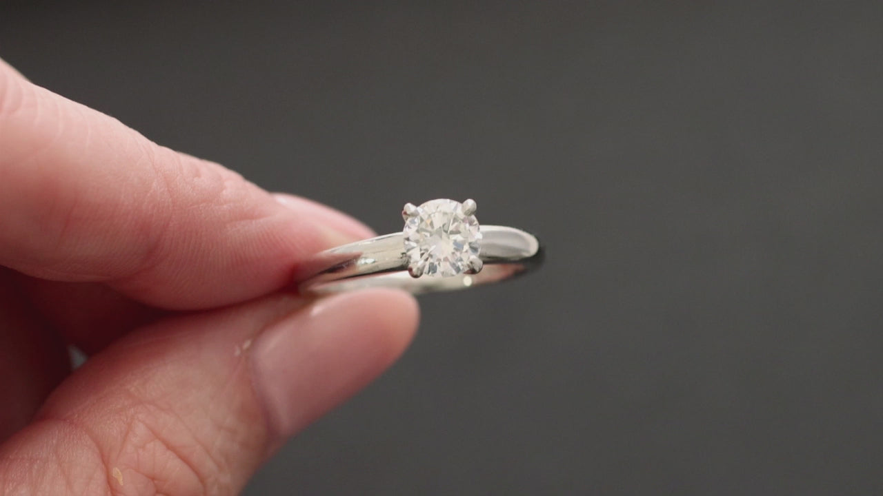 1 CARAT DIAMOND SOLITAIRE ENGAGEMENT RING PLATINUM CERTIFIED ROUND BRILLIANT CUT