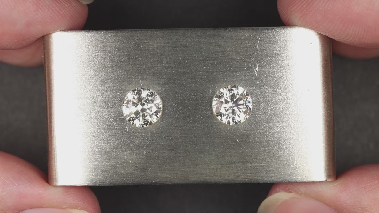 2ct GIA CERTIFIED DIAMOND STUD EARRINGS EXCELLENT ROUND CUT K SI2 NATURAL PAIR