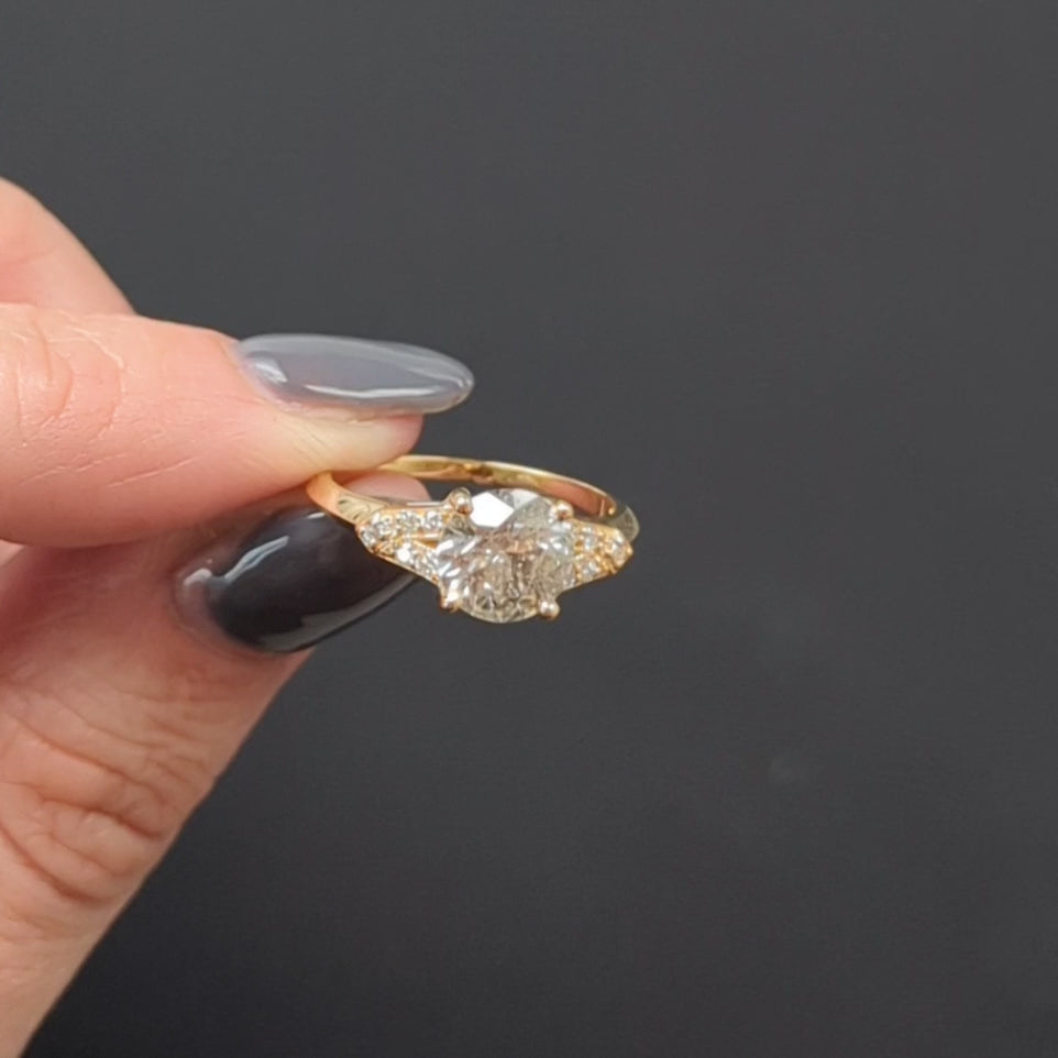 DIAMOND ENGAGEMENT RING VINTAGE STYLE YELLOW GOLD 1.72ct ROUND CUT SPLIT SHANK