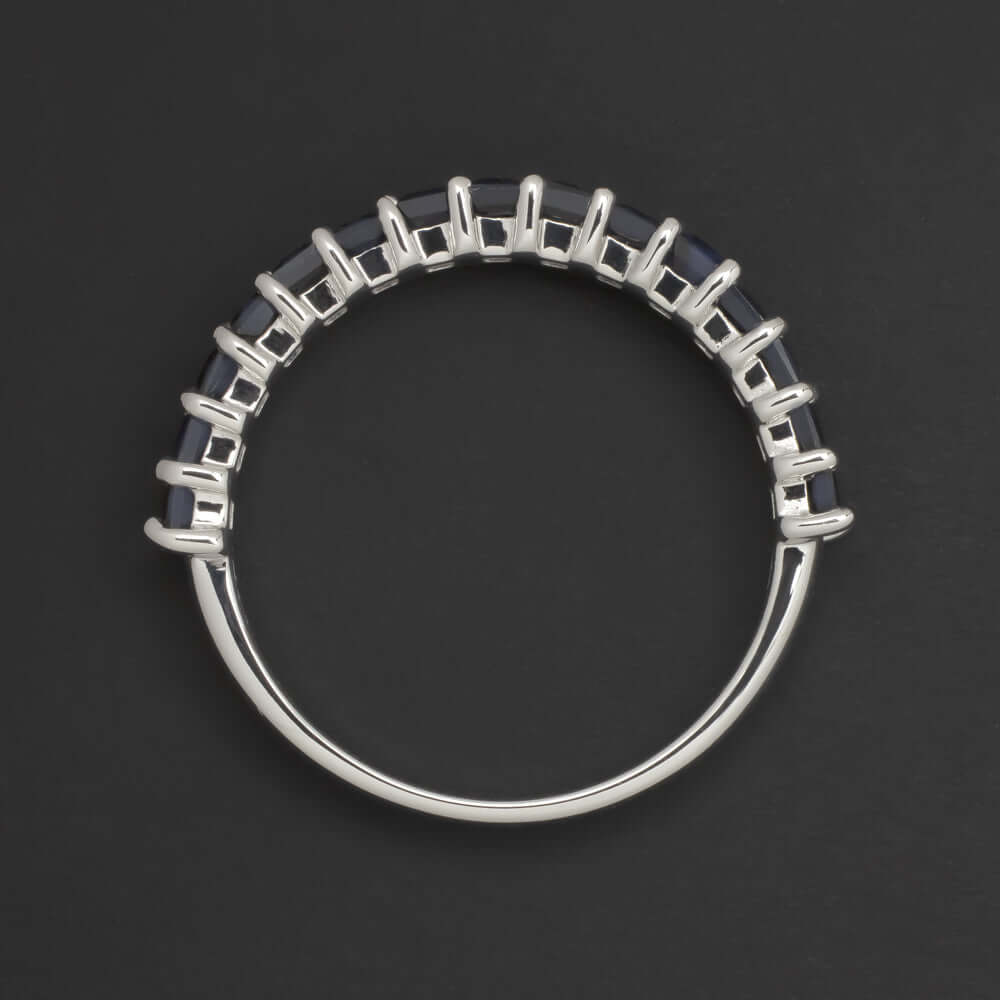 2 CARAT NATURAL BLUE SAPPHIRE STACKING RING WEDDING BAND 14k WHITE GOLD BAGUETTE