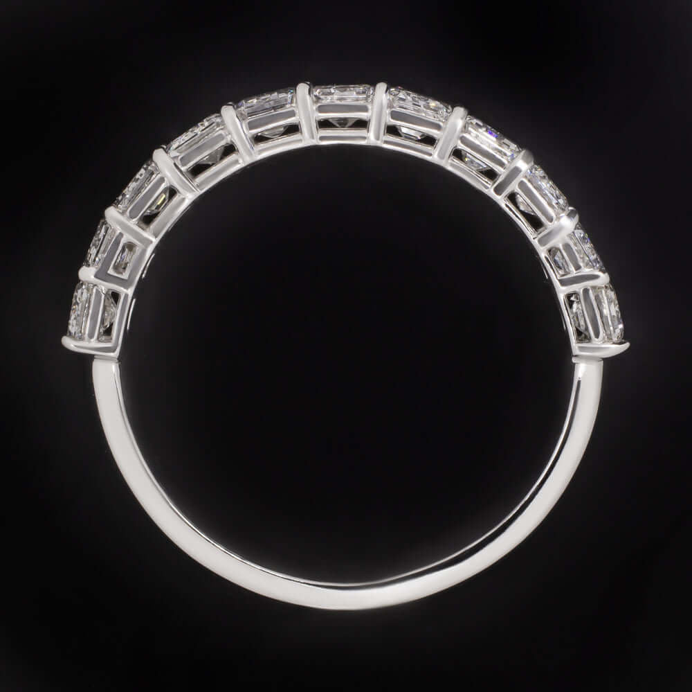 2 CARAT EMERALD CUT LAB CREATED DIAMOND WEDDING BAND HALF ETERNITY RING BAGUETTE