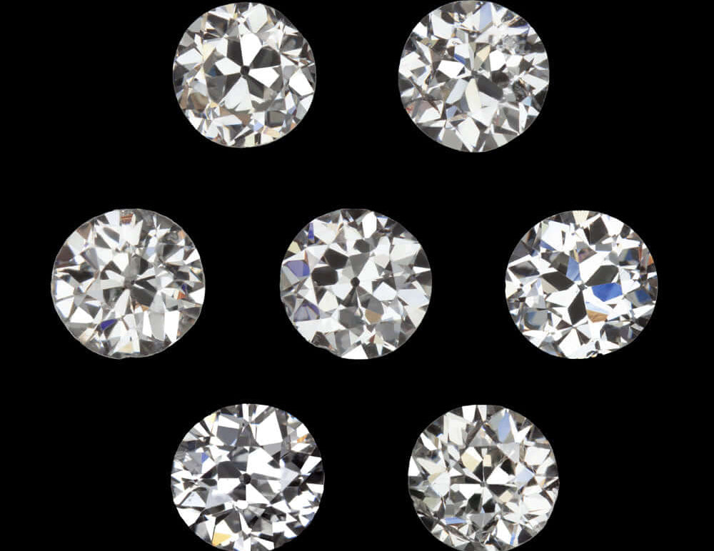 1.34ct G-H VS1-SI2 OLD EUROPEAN CUT DIAMOND 7 STONE LAYOUT LOOSE PARCEL VINTAGE