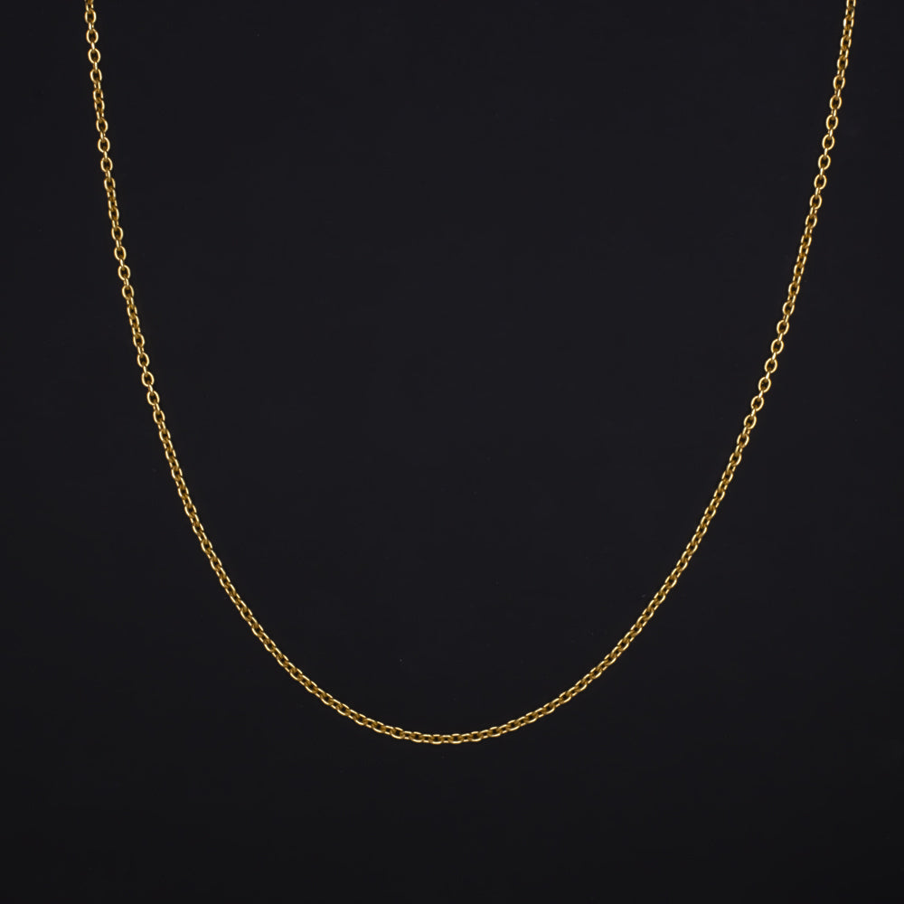 SOLID 18K YELLOW GOLD 18in CABLE CHAIN 0.6mm DAINTY CLASSIC LADIES NECKLACE THIN