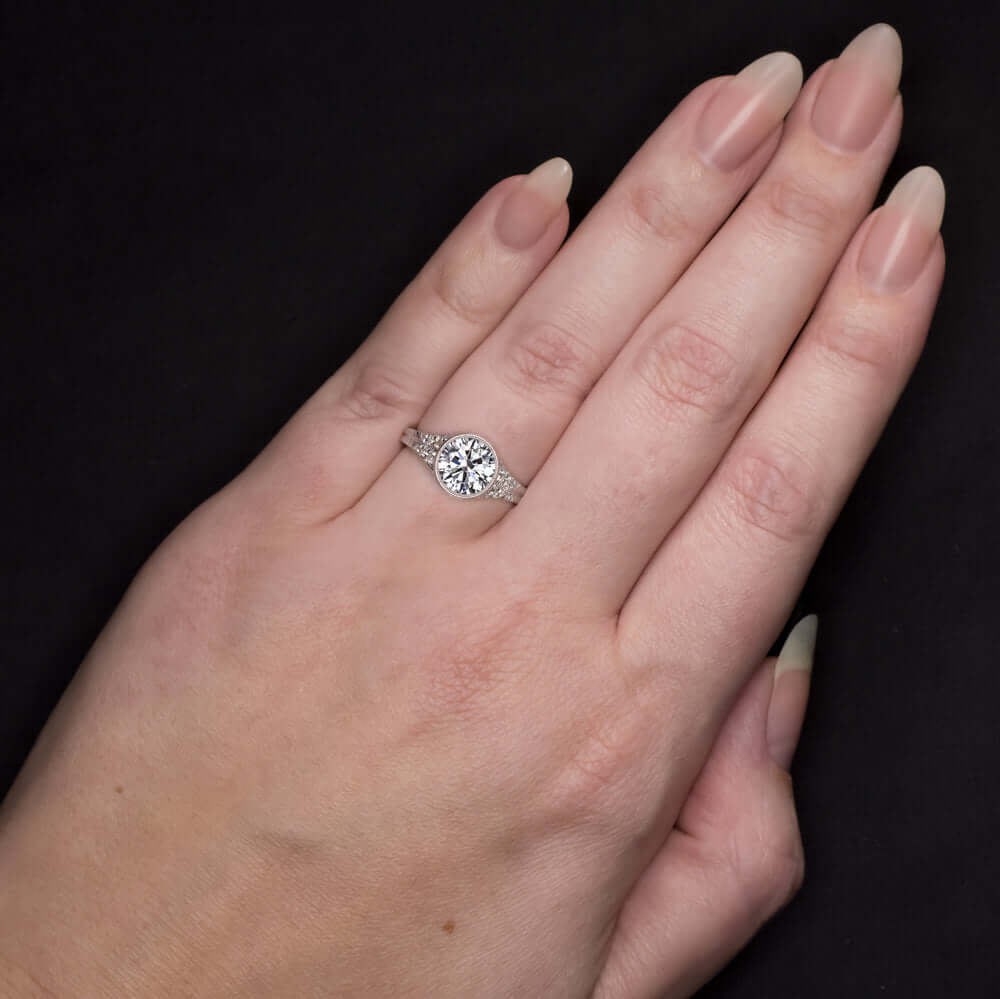 2.20ct LAB CREATED DIAMOND ENGAGEMENT RING E VS1 IDEAL ROUND CUT VINTAGE STYLE
