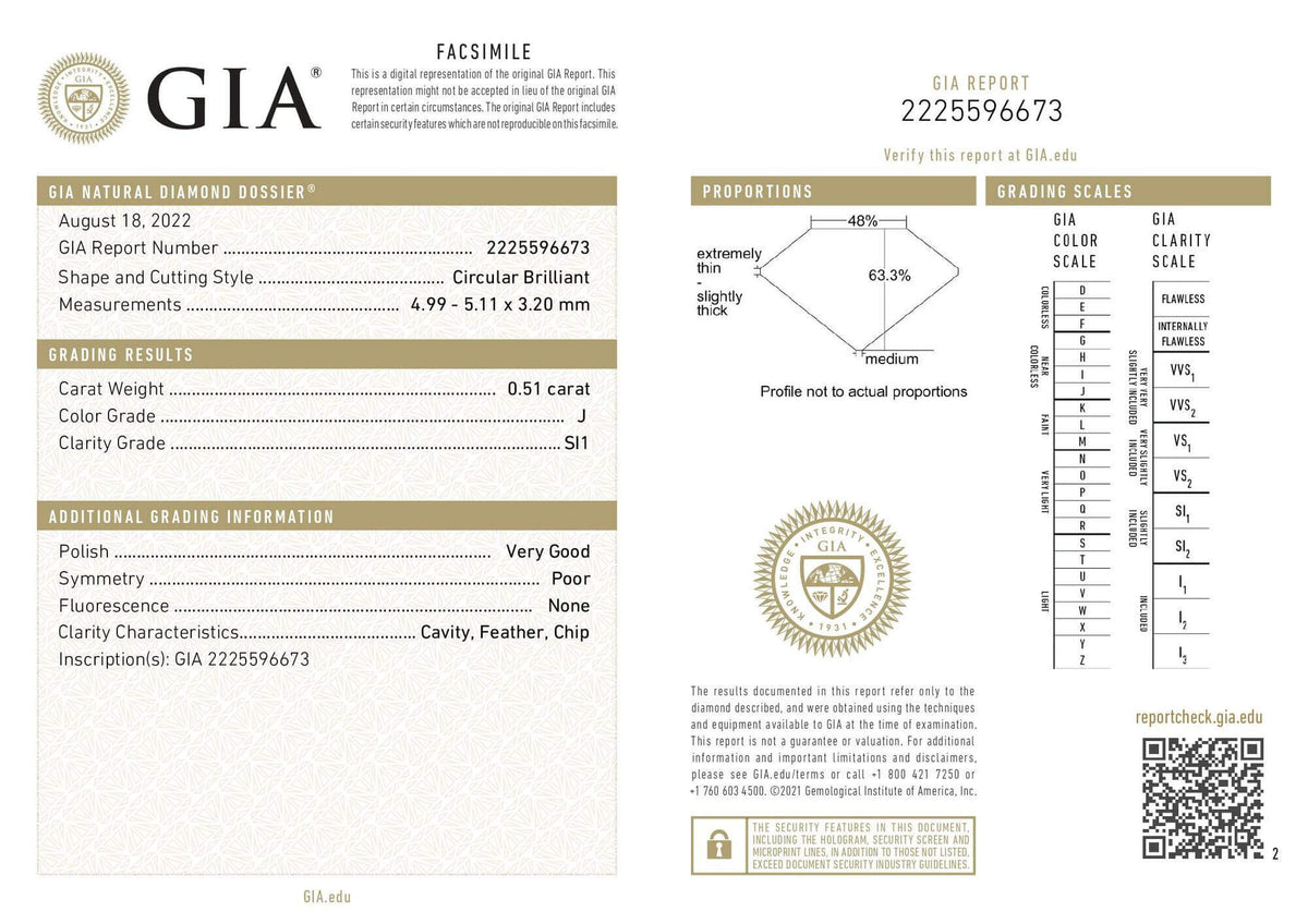 0.51c GIA CERTIFIED J SI1 OLD EUROPEAN CUT DIAMOND VINTAGE LOOSE NATURAL ESTATE