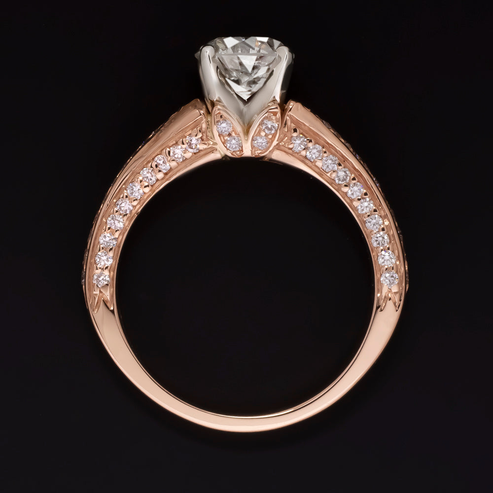 1.70ct NATURAL DIAMOND ROUND BRILLIANT CUT ENGAGEMENT RING ROSE GOLD SPLIT SHANK Ivy & Rose