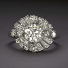 1.76ct OLD EUROPEAN CUT DIAMOND VINTAGE CLUSTER RING PLATINUM RETRO HALO ESTATE