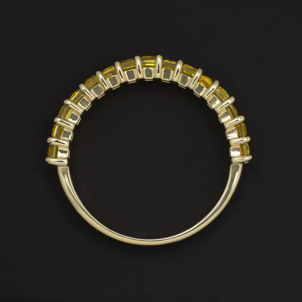 2 CARAT NATURAL YELLOW SAPPHIRE STACKING RING WEDDING BAND 14k GOLD BAGUETTE CUT