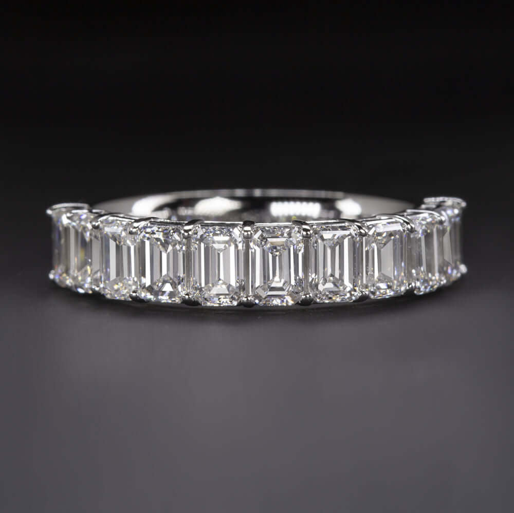 2 CARAT EMERALD CUT LAB CREATED DIAMOND WEDDING BAND HALF ETERNITY RING BAGUETTE