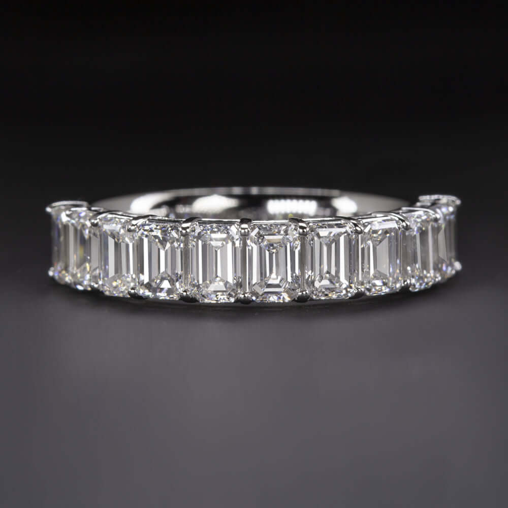 2 CARAT EMERALD CUT LAB CREATED DIAMOND WEDDING BAND HALF ETERNITY RING BAGUETTE