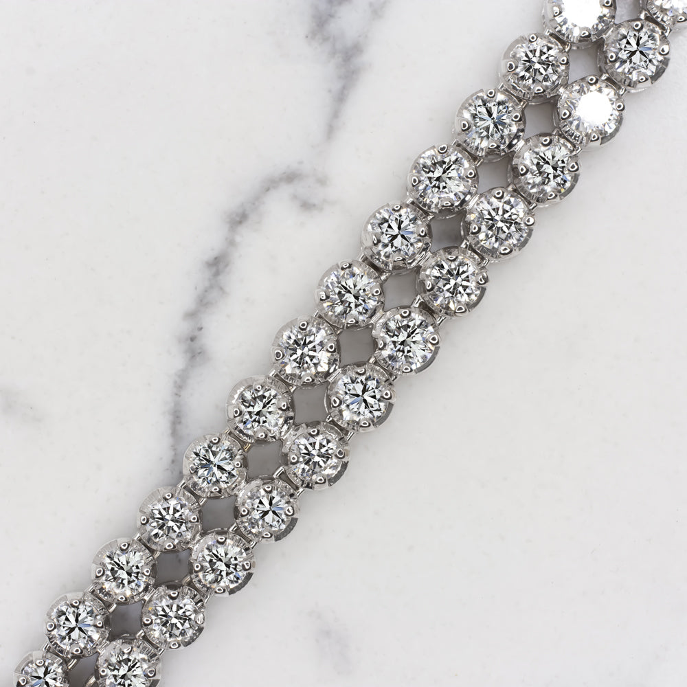 VINTAGE H WINSTON 7 CARAT DIAMOND TENNIS BRACELET 18k E-F VVS-VS DOUBLE ROW