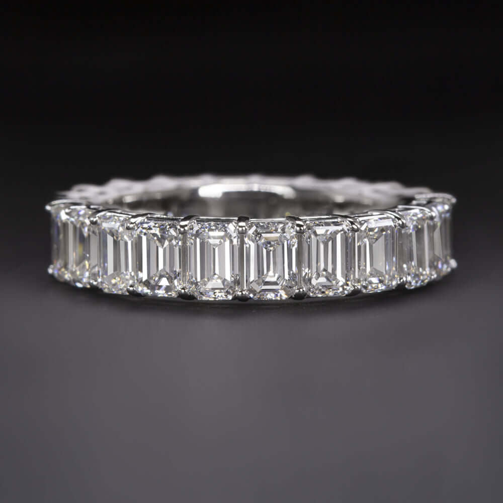 4 CARAT EMERALD CUT LAB CREATED DIAMOND WEDDING BAND FULL ETERNITY RING BAGUETTE