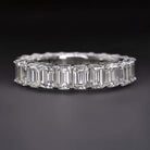 4 CARAT EMERALD CUT LAB CREATED DIAMOND WEDDING BAND FULL ETERNITY RING BAGUETTE