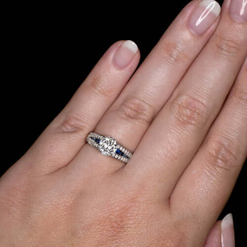 3/4 CARAT GIA CERTIFIED K VS2 DIAMOND ENGAGEMENT RING SAPPHIRE ROUND WHITE GOLD