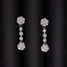 1 CARAT NATURAL DIAMOND DANGLE EARRINGS CLUSTER DROP 14k WHITE GOLD CLASSIC 1ct