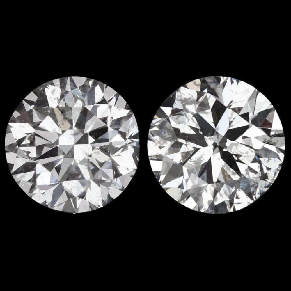 2 CARAT NATURAL DIAMOND STUD EARRINGS MATCHING PAIR ROUND BRILLIANT CUT 2ct
