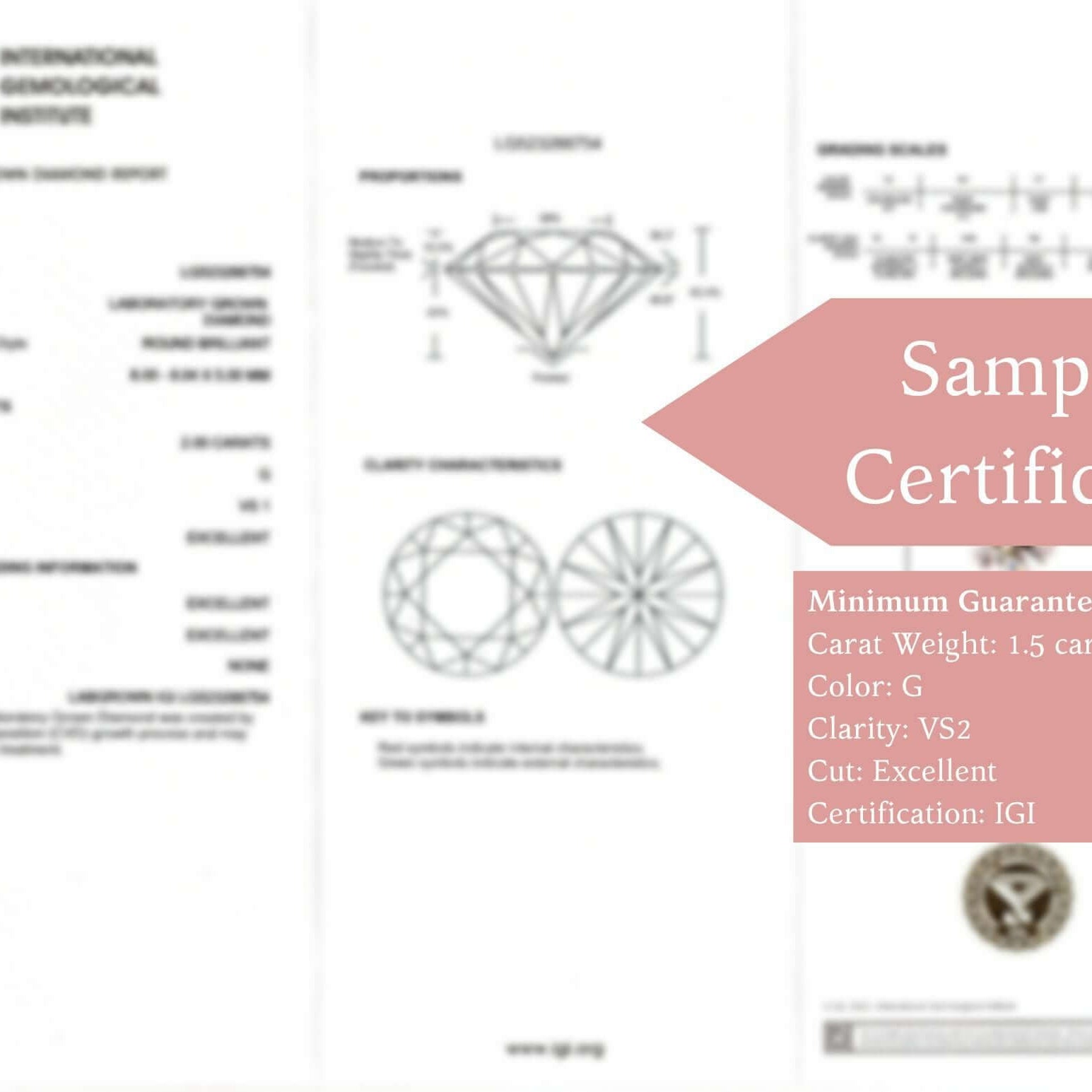1.5 CARAT LAB CREATED DIAMOND IGI CERTIFIED G VS2 3x EXCELLENT CUT ROUND LOOSE