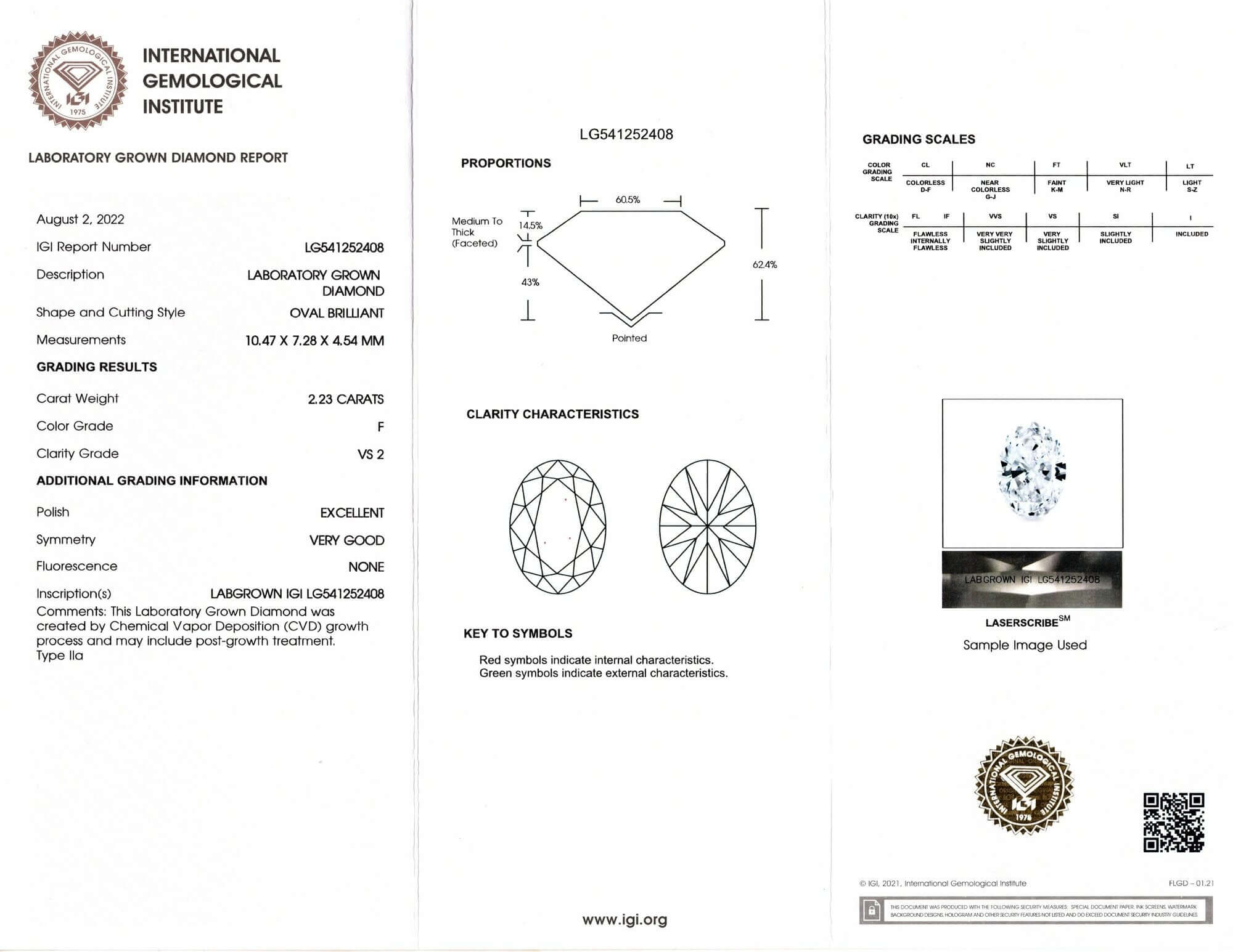 2.23ct LAB CREATED DIAMOND CERTIFIED F VS2 OVAL SHAPE CUT LOOSE COLORLESS GROWN