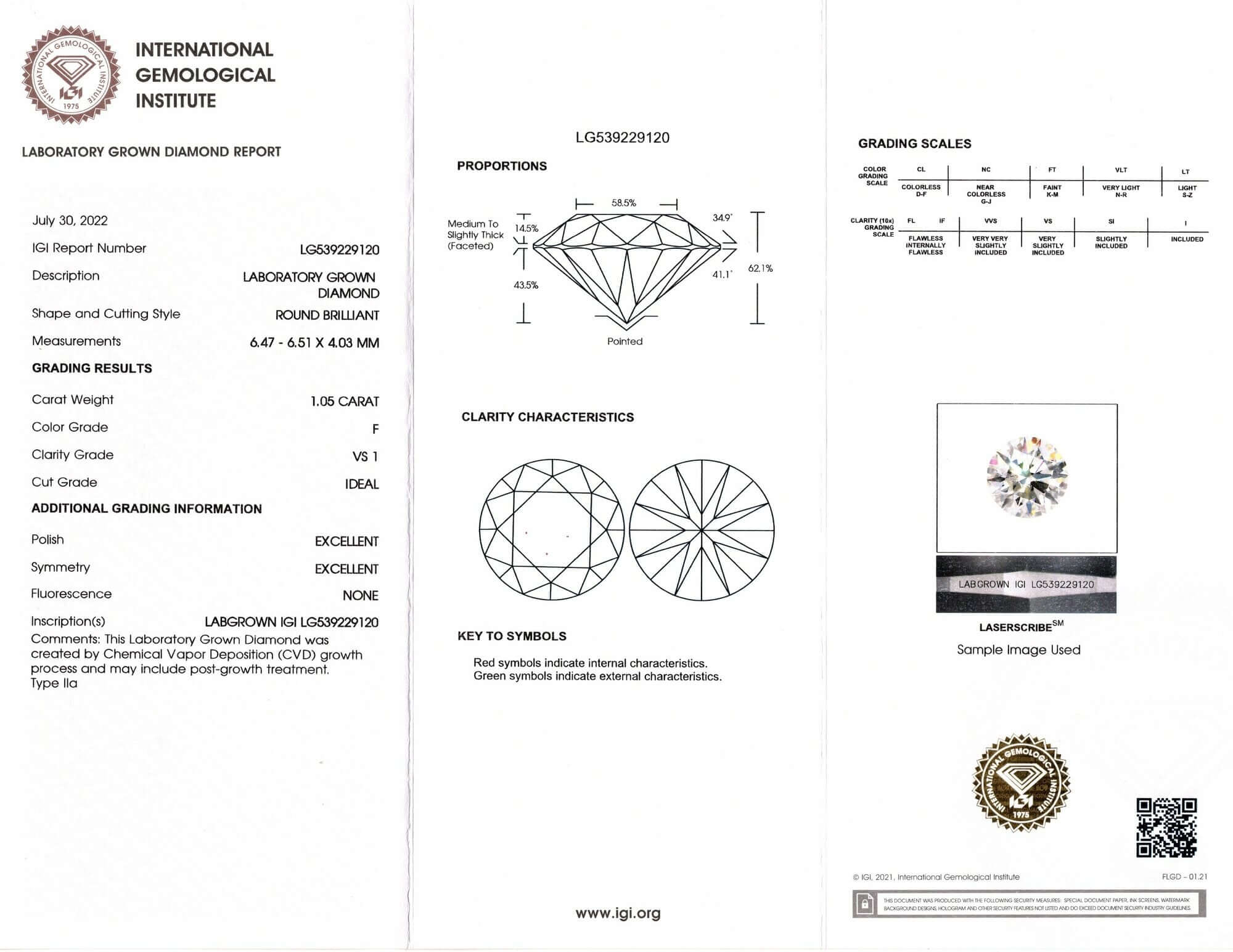 1 CARAT LAB CREATED DIAMOND CERTIFIED F VS1 ROUND BRILLIANT IDEAL CUT LOOSE 1ct