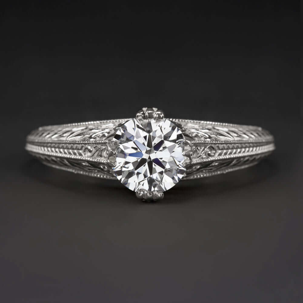 3/4ct LAB CREATED DIAMOND ENGAGEMENT RING VINTAGE STYLE SOLITAIRE IDEAL ROUND