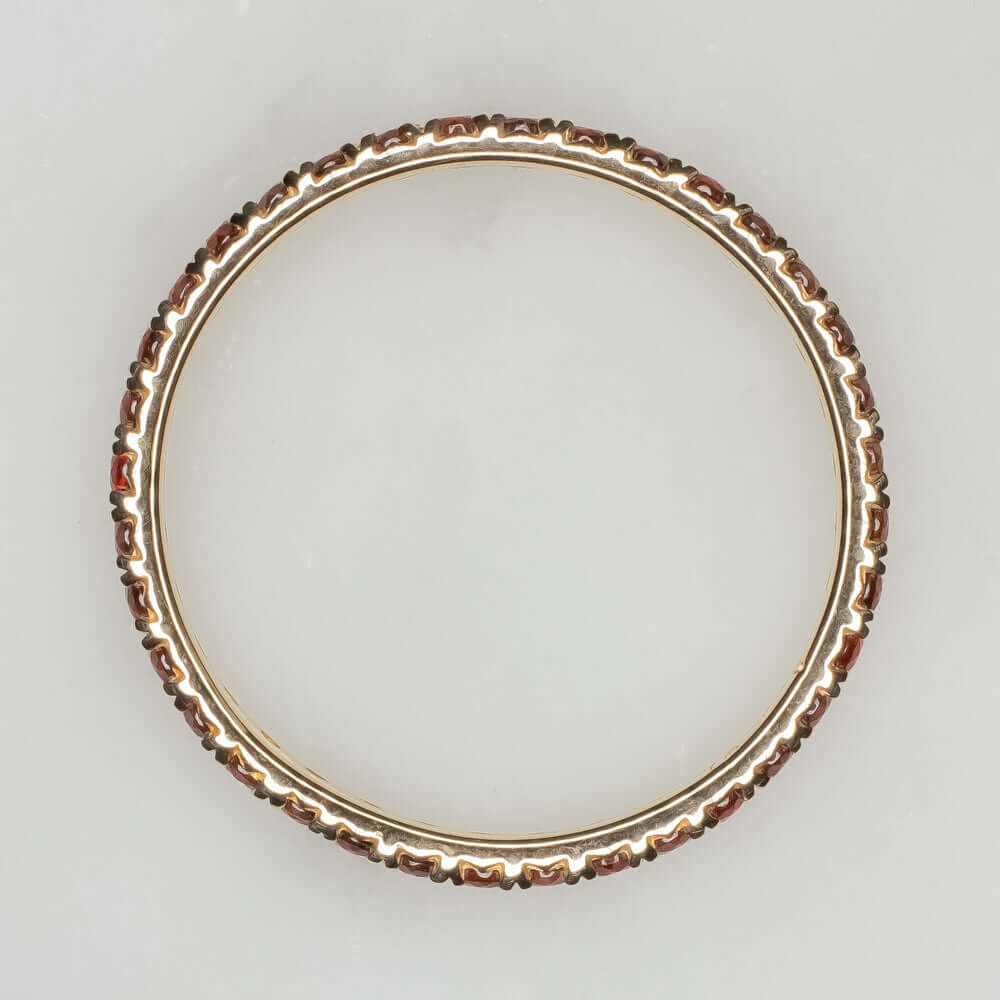 14K YELLOW GOLD GARNET STACKING FULL ETERNITY RING RED BURNT ORANGE WEDDING BAND