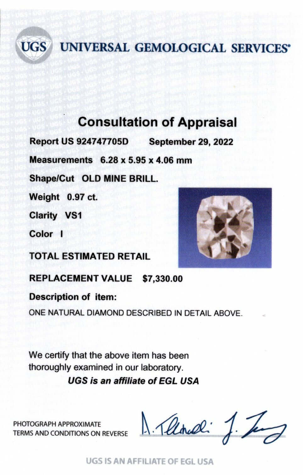 1 CARAT CERTIFIED I VS1 OLD MINE CUT DIAMOND ANTIQUE LOOSE NATURAL ESTATE 1ct