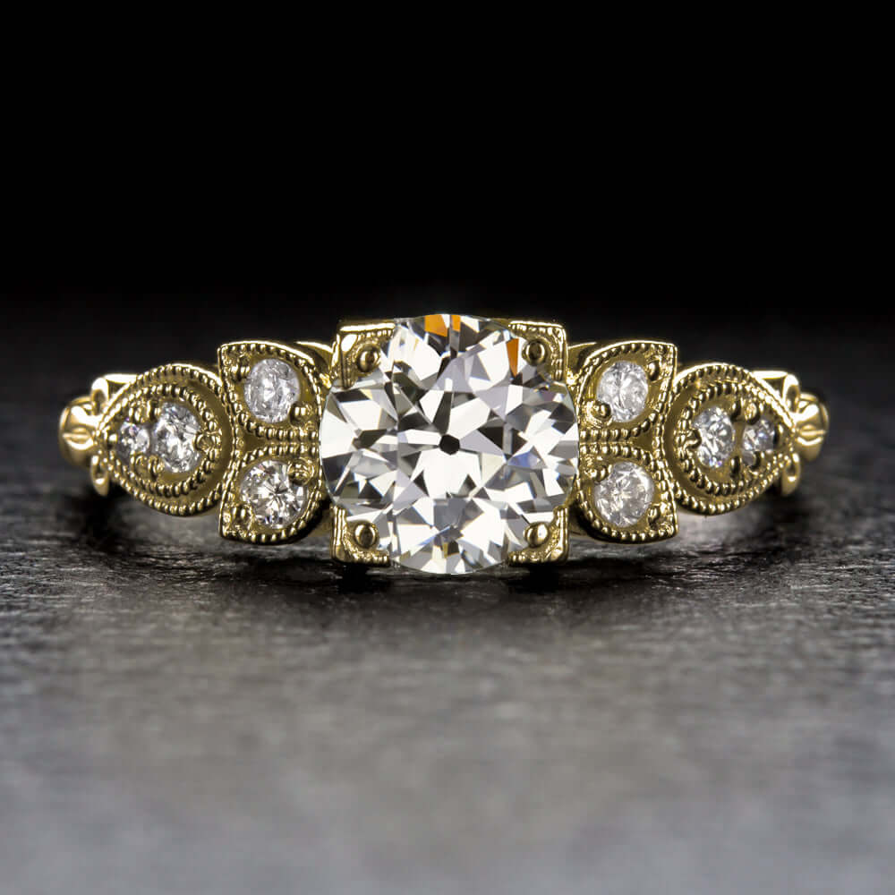 1.24ct GIA CERTIFIED OLD EUROPEAN CUT DIAMOND ENGAGEMENT RING VINTAGE INSPIRED