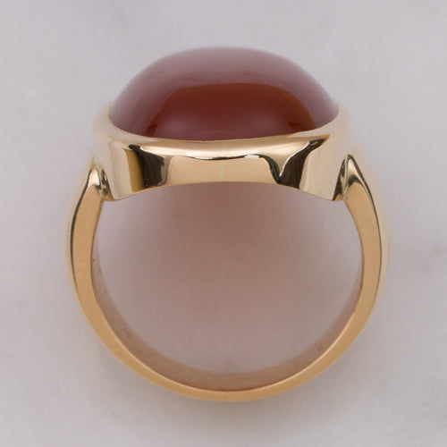 VINTAGE CARNELIAN CABOCHON RING 14k YELLOW GOLD 26m LONG BIG COCKTAIL RED ESTATE