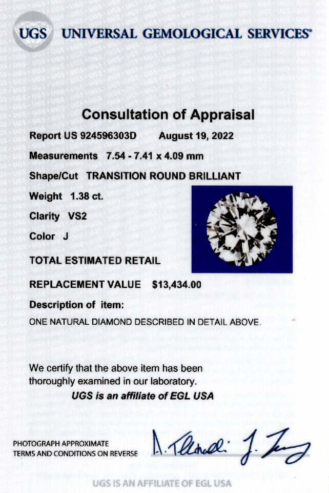 1.38ct CERTIFIED J VS OLD TRANSITIONAL CUT DIAMOND LOOSE VINTAGE EUROPEAN ESTATE