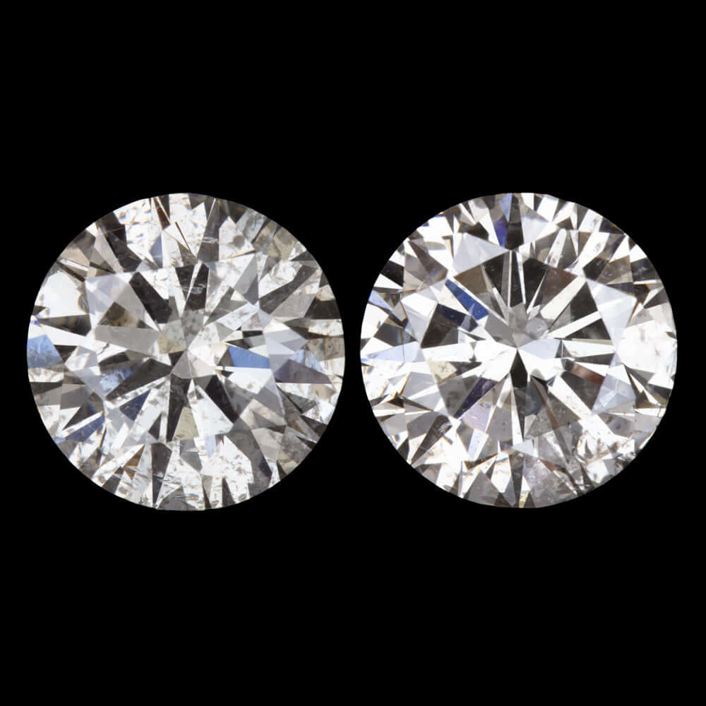 2.03ct VERY GOOD ROUND CUT DIAMOND STUD EARRING MATCHING PAIR NATURAL 2 CARAT