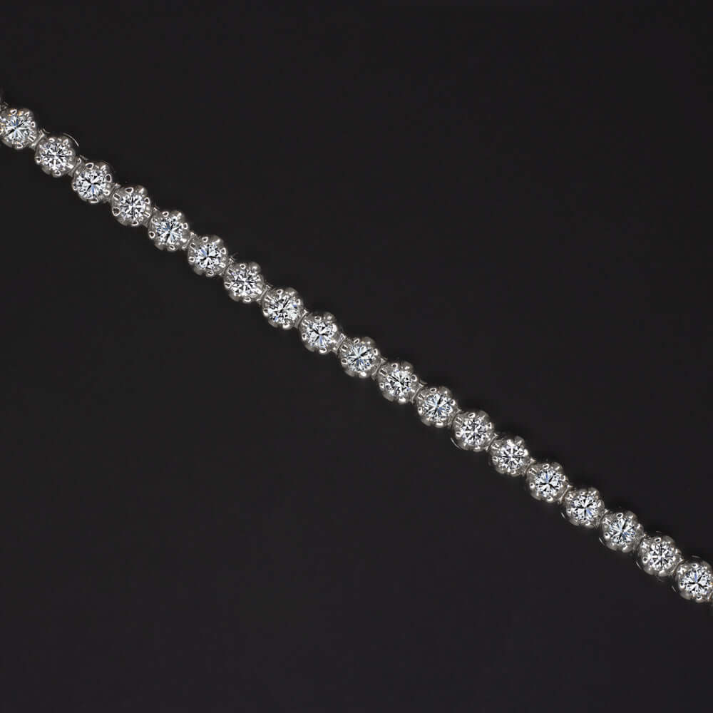 1.84ct LAB CREATED DIAMOND TENNIS BRACELET 14k WHITE GOLD CLASSIC ROUND CUT 2ct