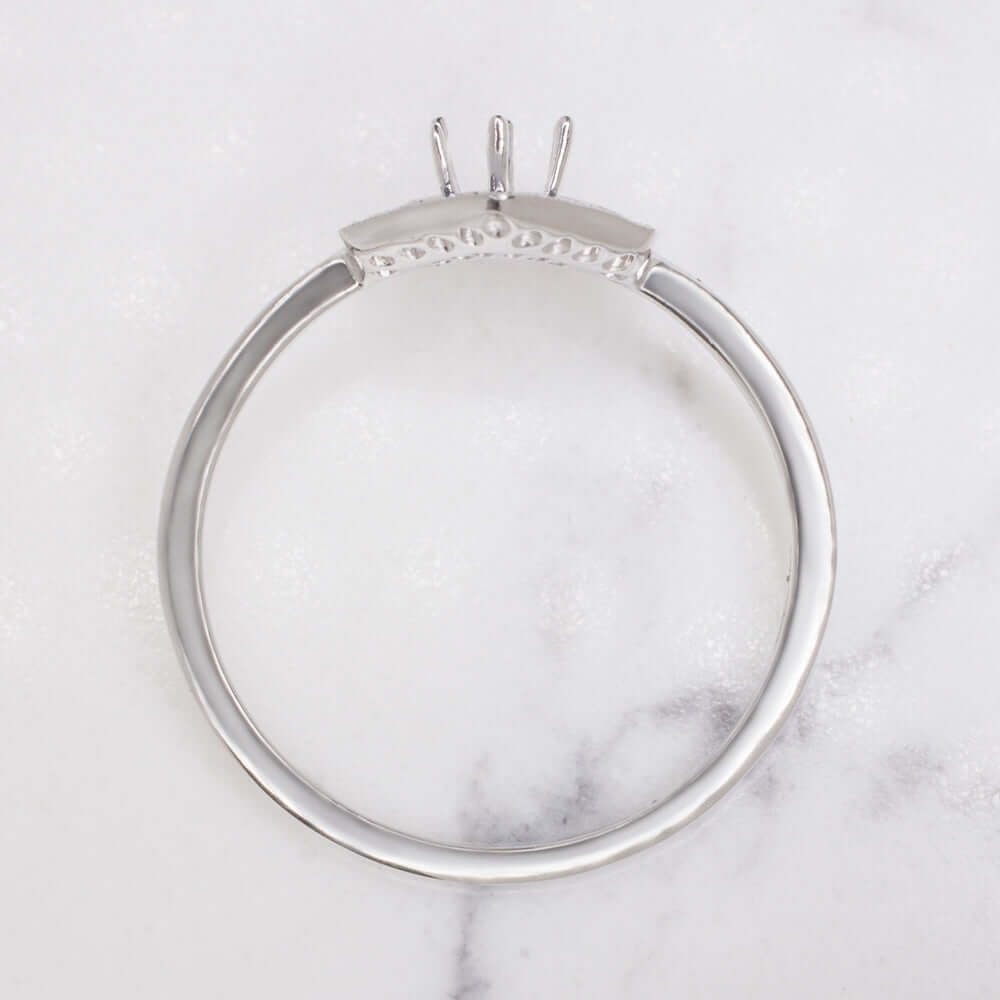 DIAMOND EMERALD ENGAGEMENT RING SETTING 4m ART DECO SEMI MOUNT VINTAGE GEOMETRIC