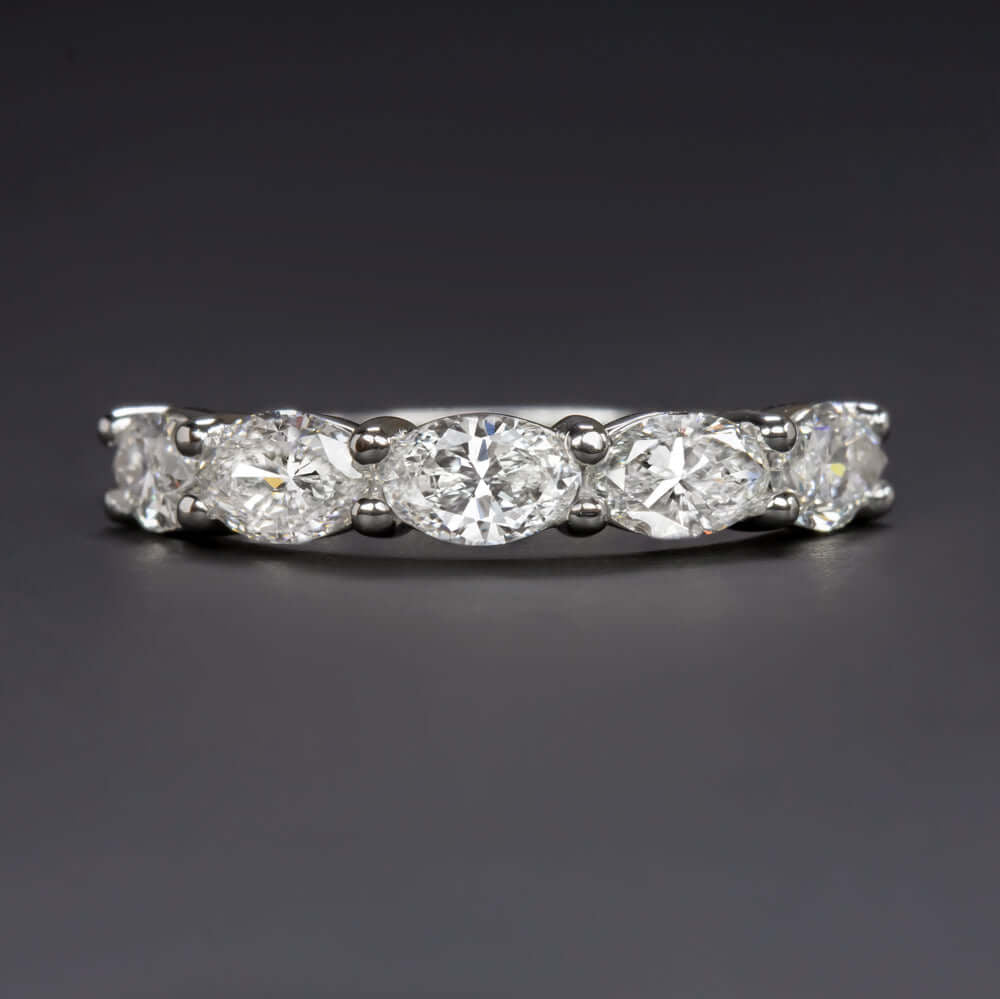 1 CARAT OVAL SHAPE LAB CREATED DIAMOND WEDDING BAND EAST WEST RING HALF ETERNITY