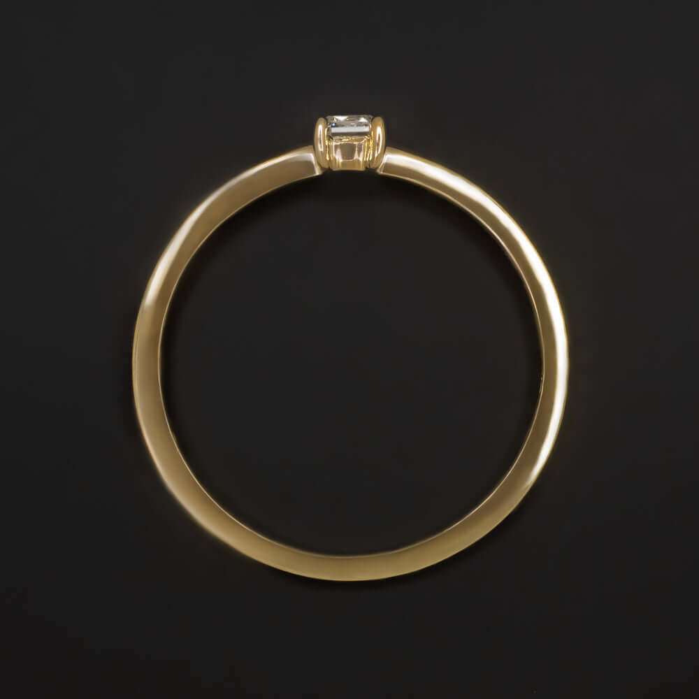 EMERALD CUT LAB CREATED DIAMOND SOLITAIRE RING PROMISE ENGAGEMENT YELLOW GOLD