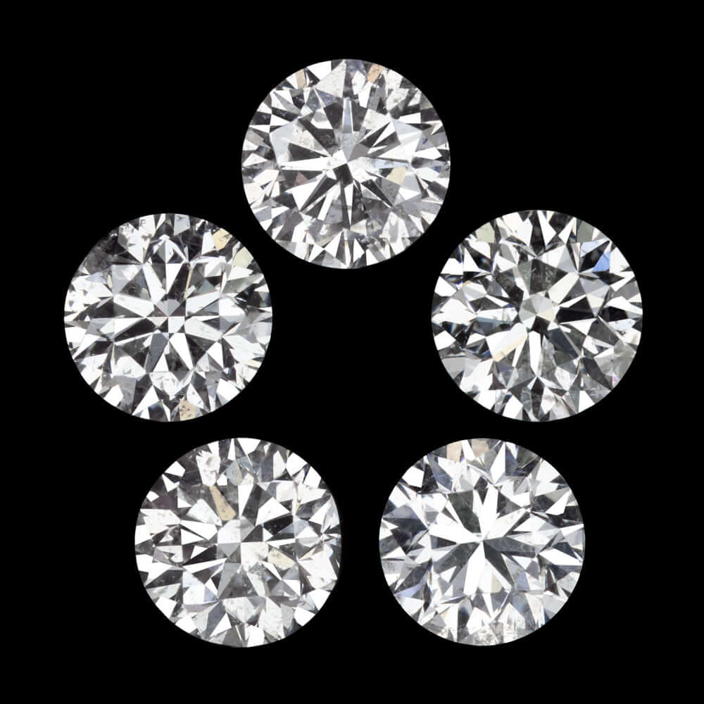 1.56ct H-I SI ROUND BRILLIANT CUT DIAMOND 5 STONE LAYOUT NATURAL PARCEL 1.5ct