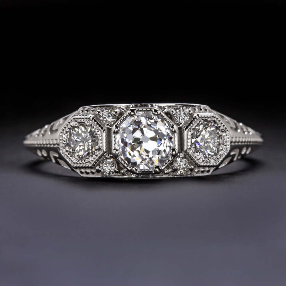 0.84ct CERTIFIED G VS1 OLD EUROPEAN CUT DIAMOND ENGAGEMENT RING VINTAGE INSPIRED