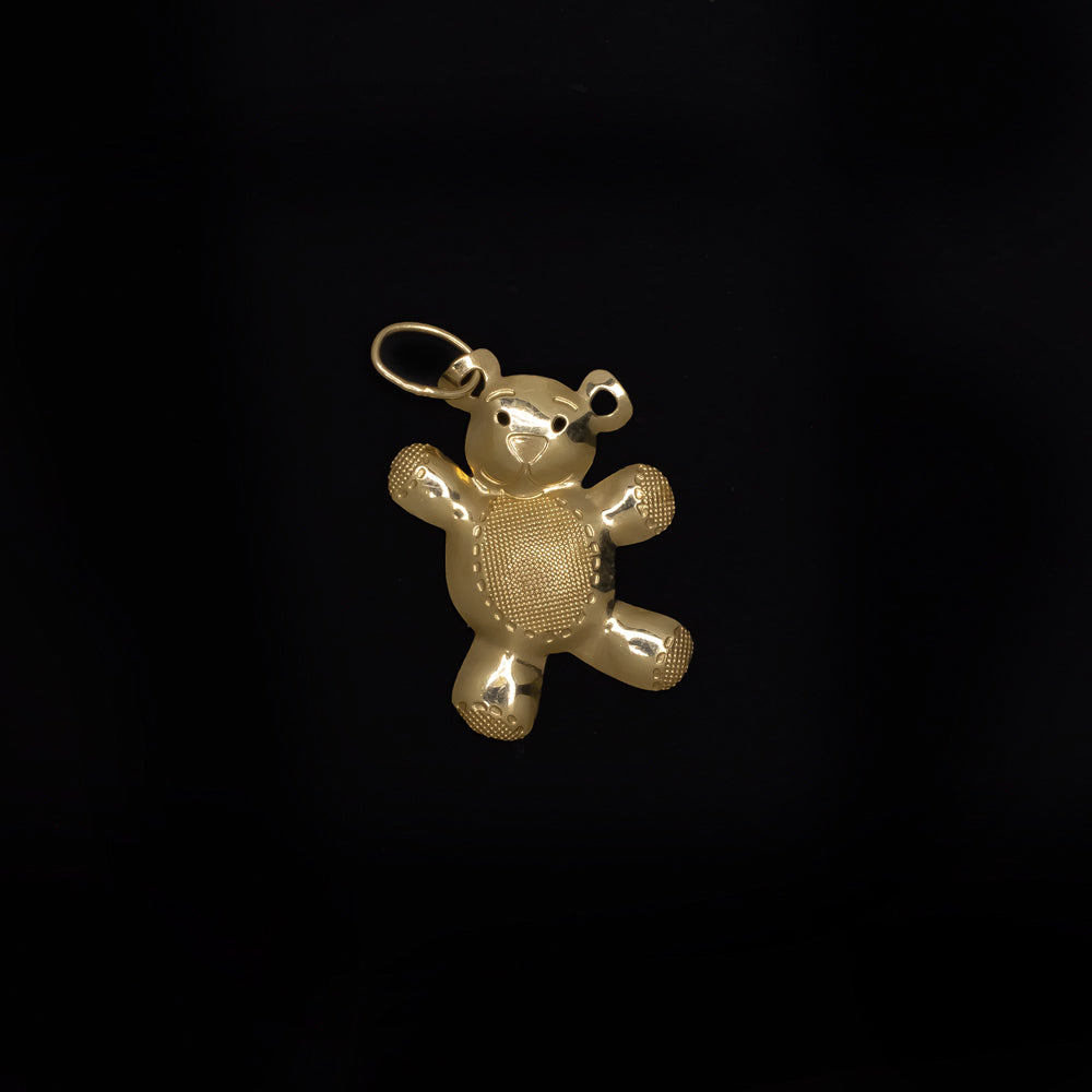 SOLID 14k YELLOW GOLD TEDDY BEAR CHARM PENDANT NECKLACE CLASSIC CUTE TOY GIFT