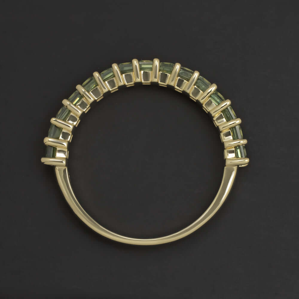 2ct NATURAL GREEN SAPPHIRE STACKING RING WEDDING BAND 14k YELLOW GOLD BAGUETTE
