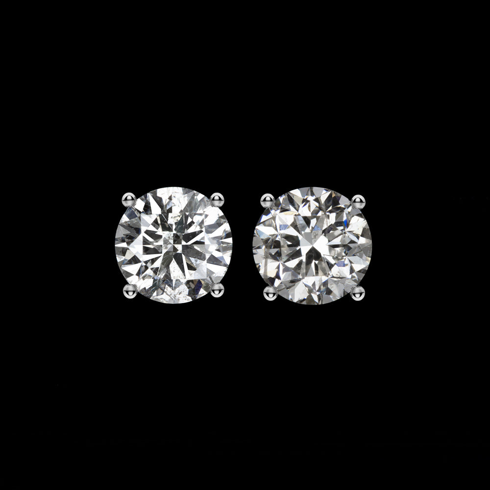 VERY GOOD CUT 0.84ct CLEAN NATURAL DIAMOND STUD EARRINGS ROUND 3/4 CARAT PAIR