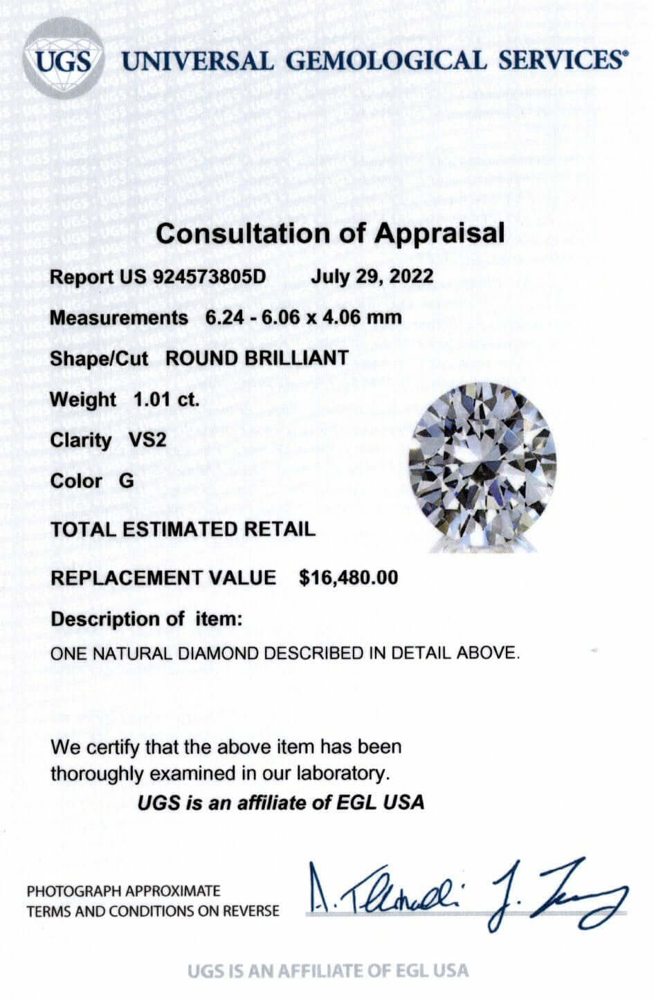 1 CARAT CERTIFIED G VS2 ROUND BRILLIANT CUT DIAMOND LOOSE NATURAL ENGAGEMENT 1ct