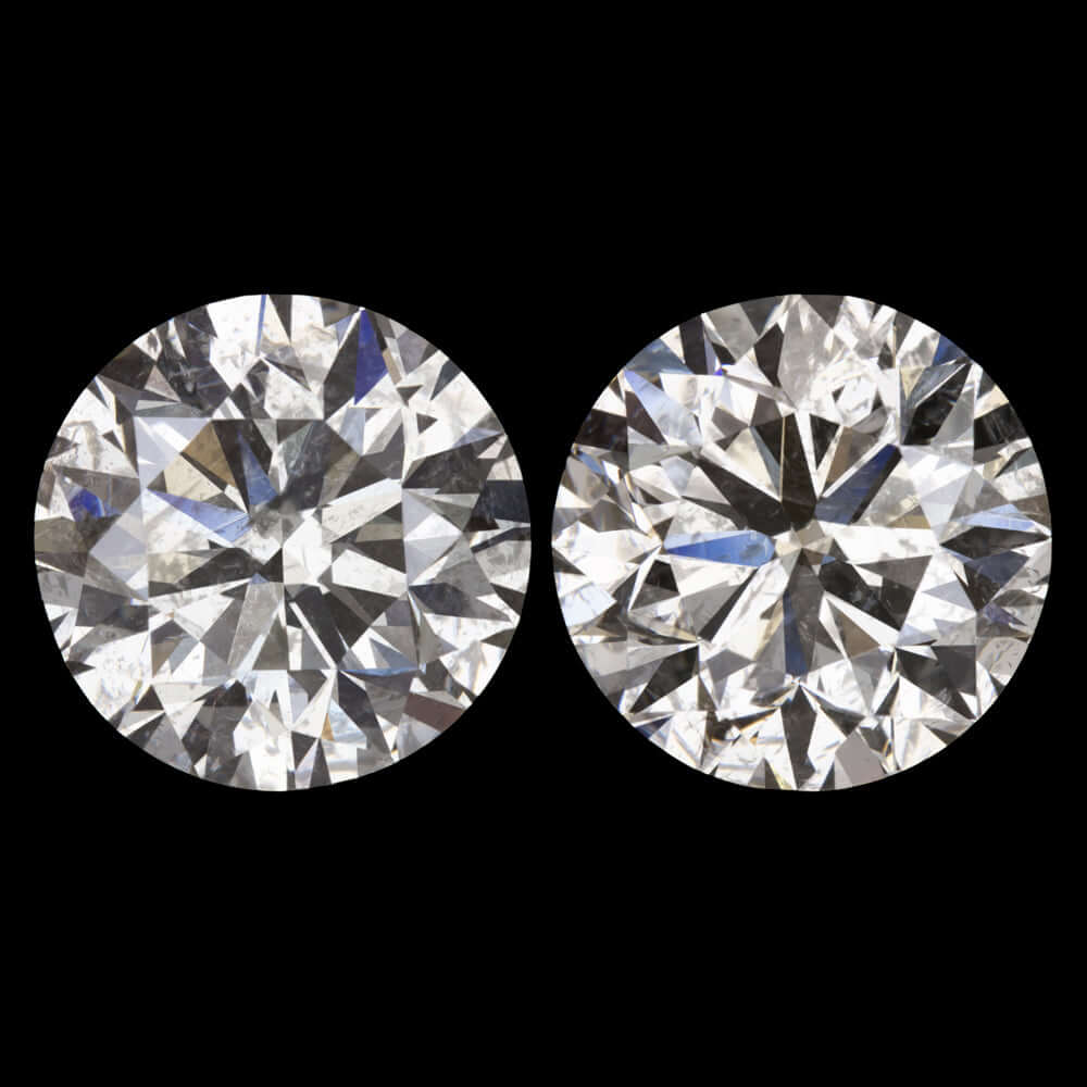 3 CARAT NATURAL DIAMOND STUD EARRINGS VERY GOOD ROUND BRILLIANT CUT PAIR 3ct