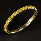 14K GOLD MANDARIN YELLOW GARNET STACKABLE RING FULL ETERNITY BAND WEDDING THIN