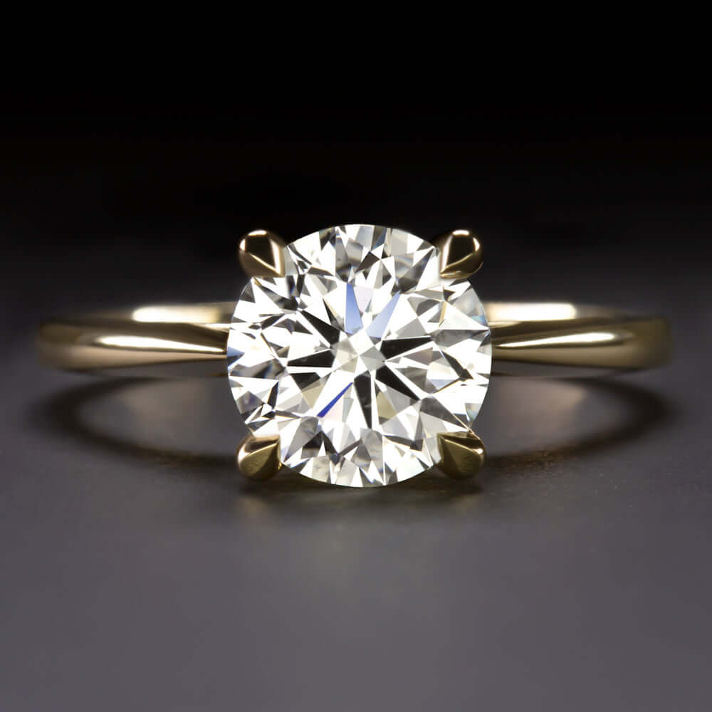 1.70ct GIA CERTIFIED 3X EXCELLENT CUT DIAMOND ENGAGEMENT RING 18k GOLD SOLITAIRE