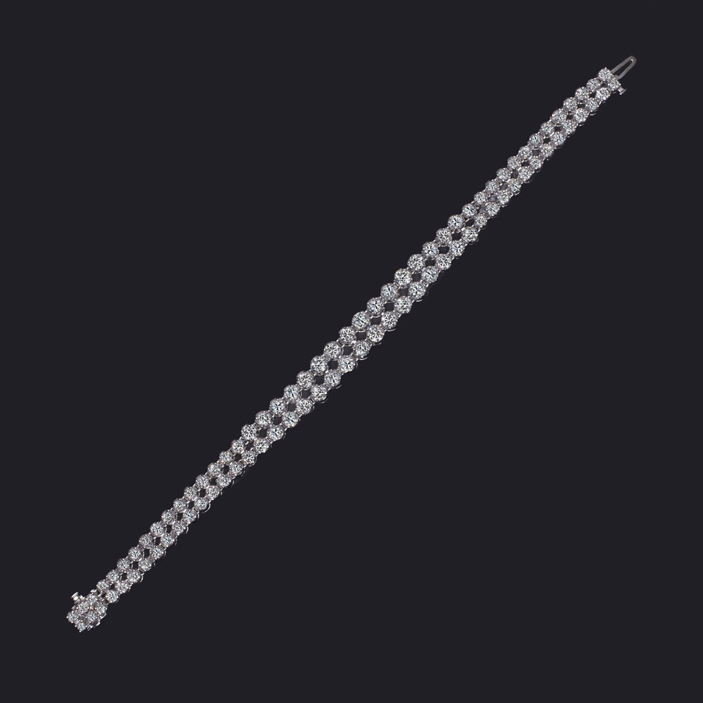 VINTAGE H WINSTON 7 CARAT DIAMOND TENNIS BRACELET 18k E-F VVS-VS DOUBLE ROW