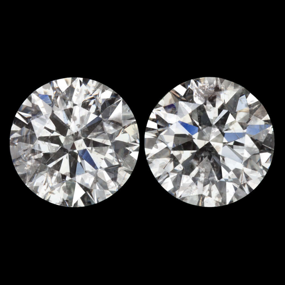 2.04ct EXCELLENT ROUND CUT DIAMOND STUD EARRING MATCHING PAIR NATURAL 2 CARAT