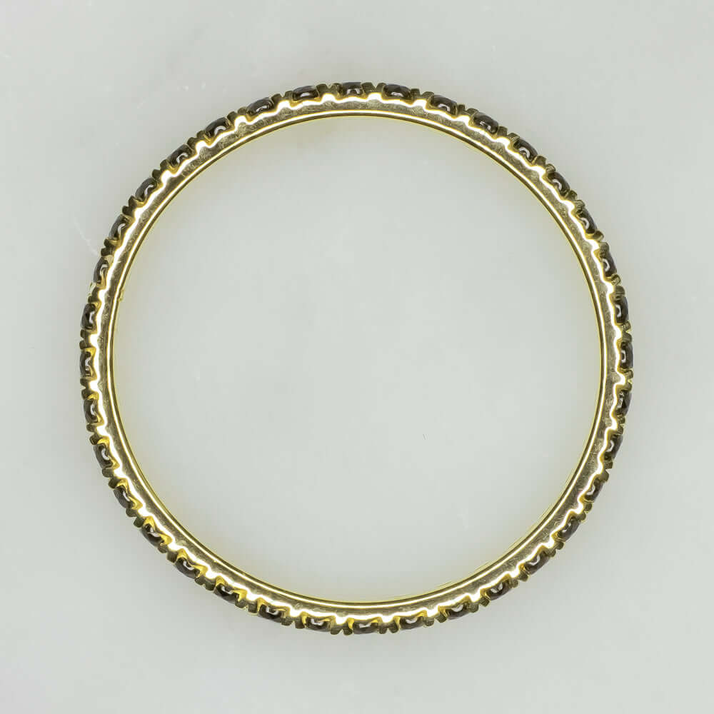 14K YELLOW GOLD SMOKY QUARTZ ETERNITY RING WEDDING BAND STACKING PAVE CHOCOLATE